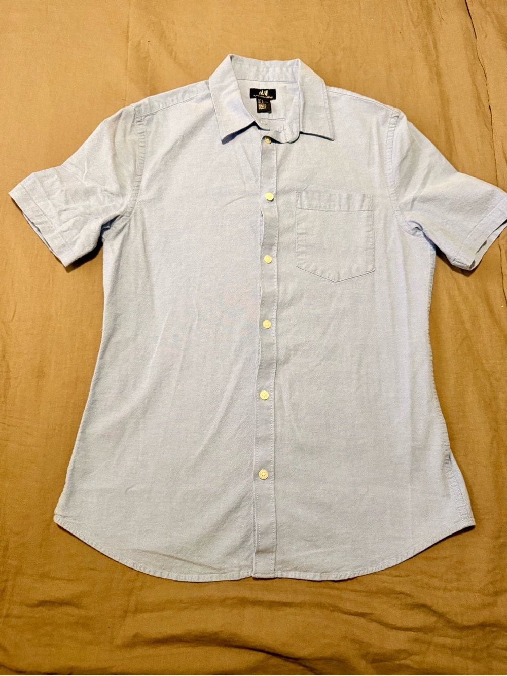 H&M Pale Blue Short-Sleeve Button-Down Shirt